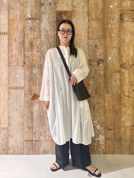 「アイテム（チュニック）」を使った、クボさん（レディース・161cm）の夏コーディネート