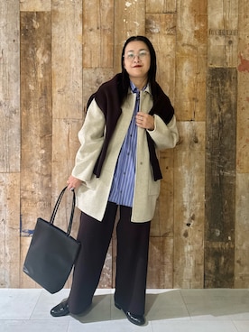 「アイテム（その他アウター）」を使った、クボさん（レディース・161cm）の秋コーディネート