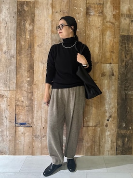 「かぐれ（カグレ）のウールハイゲージタートルネック（ニット/セーター）」を使った、クボさん（レディース・161cm）の秋コーディネート