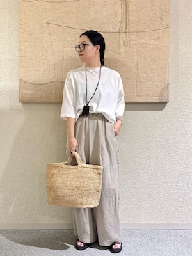 「かぐれ（カグレ）のATELIER 4.5　LEATHER KEY CLOCHETTE（ネックレス、ブラック系）」を使った、クボさん（レディース・161cm）の春コーディネート