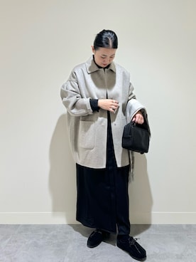 「40代ファッション」｜「アイテム（ステンカラーコート）」を使った、クボさん（レディース・161cm）の秋コーディネート