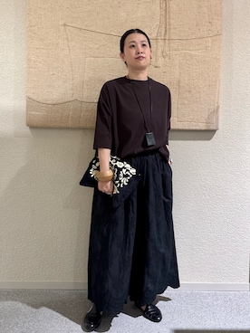 「かぐれ（カグレ）のアイテム（Tシャツ/カットソー、ブラウン系）」を使った、クボさん（レディース・161cm）の春コーディネート
