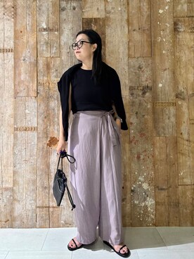 コットンリネンラップパンツを使った人気ファッションコーディネート