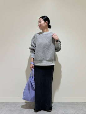 「アイテム（トートバッグ、パープル系）」を使った、クボさん（レディース・161cm）の秋コーディネート