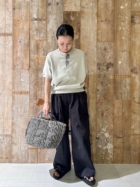 「かぐれ（カグレ）のサカリバーフレンチスリーブ（Tシャツ/カットソー）」を使った、クボさん（レディース・161cm）の夏コーディネート