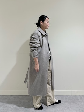 「最近のいい感じコーデ」｜「アイテム（ステンカラーコート）」を使った、クボさん（レディース・161cm）の冬コーディネート