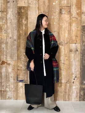 「アイテム（マフラー）」を使った、クボさん（レディース・161cm）の秋コーディネート