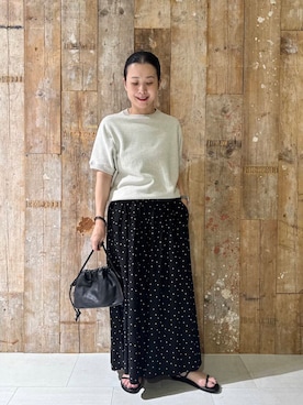 「かぐれ（カグレ）のサカリバーフレンチスリーブ（Tシャツ/カットソー）」を使った、クボさん（レディース・161cm）の夏コーディネート