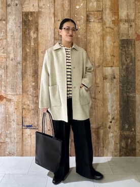 「アイテム（その他アウター、ベージュ系）」を使った、クボさん（レディース・161cm）の秋コーディネート
