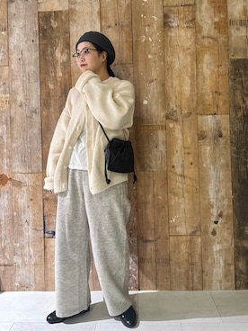 「アイテム（ハンチング/ベレー帽）」を使った、クボさん（レディース・161cm）の秋コーディネート