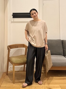 「URBAN RESEARCH DOORS（アーバンリサーチドアーズ）のコクーンシルエットプルオーバー（Tシャツ/カットソー）」を使った、クボさん（レディース・161cm）の夏コーディネート
