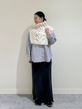 「アイテム（ネックウォーマー/スヌード）」を使った、クボさん（レディース・161cm）の秋コーディネート