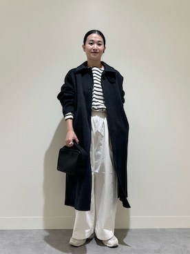 「40代ファッション」｜「アイテム（ステンカラーコート）」を使った、クボさん（レディース・161cm）の秋コーディネート