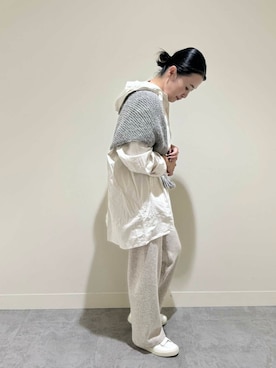 「かぐれ（カグレ）のペルータッセルストール（マフラー）」を使った、クボさん（レディース・161cm）の秋コーディネート