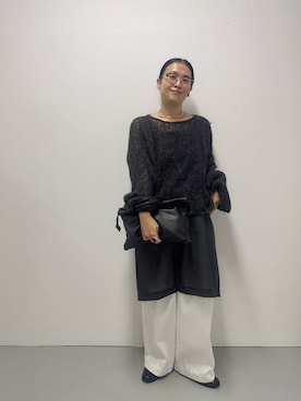 「かぐれ（カグレ）のウールロングキャミソール（ワンピース、グレー系）」を使った、クボさん（レディース・161cm）の秋コーディネート