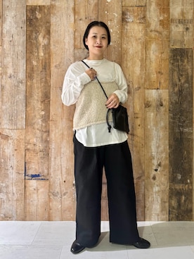 「かぐれ（カグレ）のMORMYRUS　ショルダー巾着バッグ（ショルダーバッグ）」を使った、クボさん（レディース・161cm）の秋コーディネート