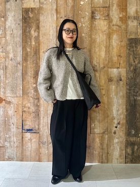 「アイテム（カーディガン/ボレロ）」を使った、クボさん（レディース・161cm）の秋コーディネート