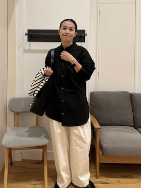 「かぐれ（カグレ）のボーダーワイドカットソー（Tシャツ/カットソー）」を使った、クボさん（レディース・161cm）の秋コーディネート