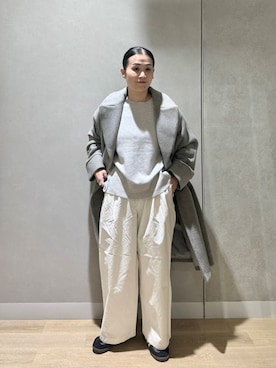 「かぐれ（カグレ）のコットン2タックワイドパンツ（その他パンツ）」を使った、クボさん（レディース・161cm）の秋コーディネート