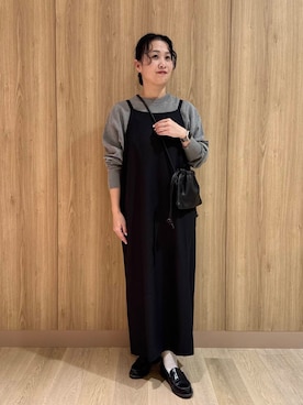 「かぐれ（カグレ）のMORMYRUS　ショルダー巾着バッグ（ショルダーバッグ）」を使った、クボさん（レディース・161cm）の冬コーディネート