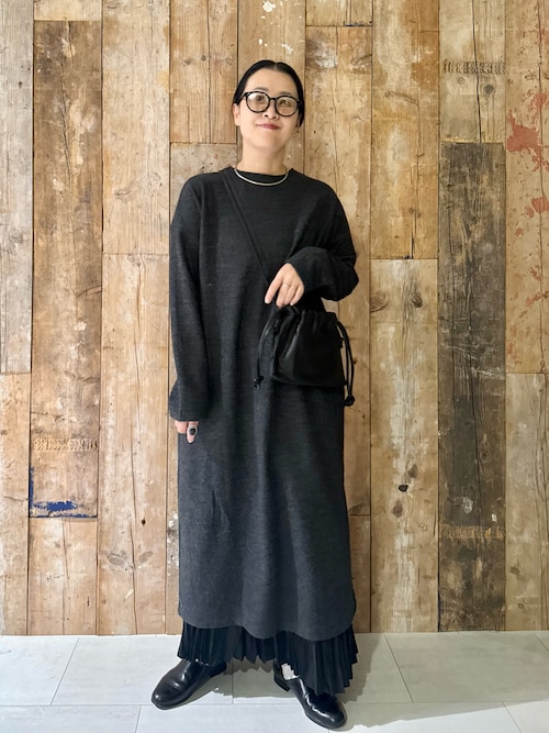 かぐれ ウールスムーズボックスワンピース　試着のみタグ付き　サイズ1 かぐれ（カグレ）の「『低身長向けも展開』ウールスムースボックス