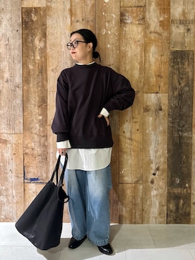 「かぐれ」｜「アイテム（スウェット）」を使った、クボさん（レディース・161cm）の秋コーディネート