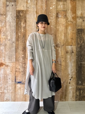 「かぐれ（カグレ）のアイテム（チュニック）」を使った、クボさん（レディース・161cm）の秋コーディネート