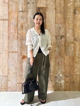 「かぐれ（カグレ）のユーティリティーイージーパンツ（その他パンツ）」を使った、クボさん（レディース・161cm）の夏コーディネート