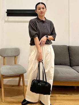 「かぐれ（カグレ）のコットン2タックワイドパンツ（その他パンツ）」を使った、クボさん（レディース・161cm）の夏コーディネート