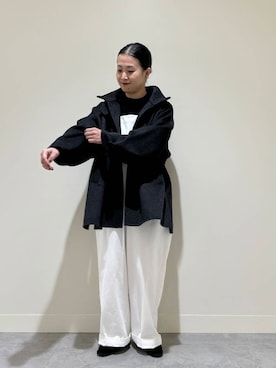 ウールスタンドショートコートを使った人気ファッションコーディネート