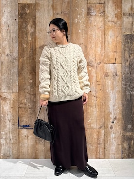 「かぐれ（カグレ）のアイテム（スカート）」を使った、クボさん（レディース・161cm）の秋コーディネート