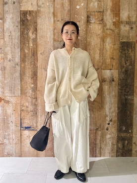 「かぐれ（カグレ）のユーティリティーイージーパンツ（その他パンツ）」を使った、クボさん（レディース・161cm）の秋コーディネート