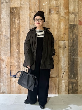 「アイテム（サロペット/オーバーオール）」を使った、クボさん（レディース・161cm）の冬コーディネート