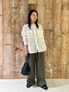 「かぐれ（カグレ）のユーティリティーイージーパンツ（その他パンツ）」を使った、クボさん（レディース・161cm）の夏コーディネート