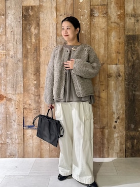 「かぐれ（カグレ）のユーティリティーイージーパンツ（その他パンツ）」を使った、クボさん（レディース・161cm）の冬コーディネート