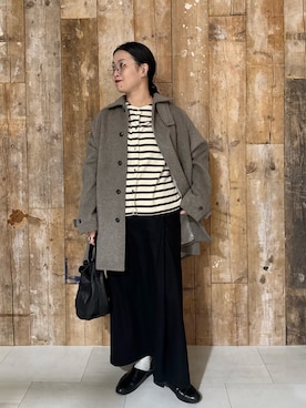 「アイテム（ステンカラーコート）」を使った、クボさん（レディース・161cm）の冬コーディネート