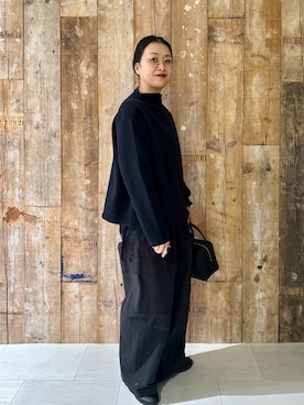 「かぐれ（カグレ）のユーティリティーイージーパンツ（その他パンツ）」を使った、クボさん（レディース・161cm）の冬コーディネート