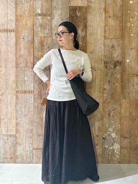 「きれいめ派カットソー」｜クボさん（レディース・161cm）の夏コーディネート