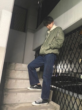 「RAGEBLUE（レイジブルー）のアイテム（MA-1）」を使った、sakuraiさん（メンズ・173cm）の冬コーディネート