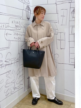「ROPE' PICNIC（ロペピクニック）のアイテム（ステンカラーコート）」を使った、axiagさん（レディース・159cm）の冬コーディネート