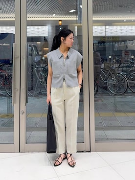 「綺麗めコーデ」｜「アイテム（スラックス）」を使った、hanaさん（レディース・151cm）の春コーディネート