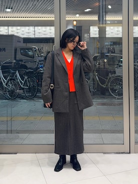 「SENSE OF PLACE by URBAN RESEARCH（センスオブプレイスバイアーバンリサーチ）のアイテム（カーディガン/ボレロ）」を使った、hanaさん（レディース・151cm）の秋コーディネート