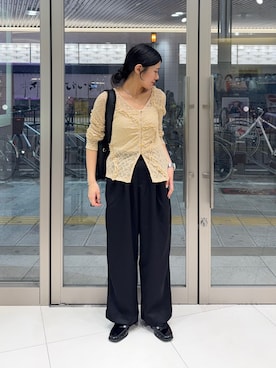 「キレイめコーデ」｜「アイテム（スラックス）」を使った、hanaさん（レディース・151cm）の秋コーディネート