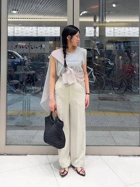 「綺麗めコーデ」｜「アイテム（スラックス）」を使った、hanaさん（レディース・151cm）の春コーディネート