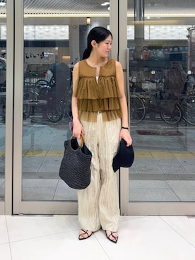 「RODE SKO（ロデスコ）の洗えるたためるキャスケット（キャスケット）」を使った、hanaさん（レディース・151cm）の夏コーディネート