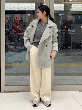 「SENSE OF PLACE by URBAN RESEARCH（センスオブプレイスバイアーバンリサーチ）のアイテム（ステンカラーコート）」を使った、hanaさん（レディース・151cm）の冬コーディネート
