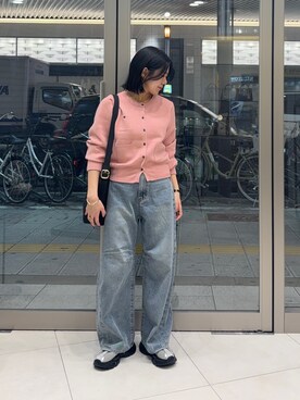 「SENSE OF PLACE by URBAN RESEARCH（センスオブプレイスバイアーバンリサーチ）のアイテム（カーディガン/ボレロ）」を使った、hanaさん（レディース・151cm）の秋コーディネート