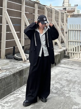 「アイテム（スラックス、ブラック系）」を使った、fokanon0622さん（レディース・157cm）の秋コーディネート