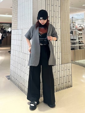 「PAGEBOY（ページボーイ）の≪S/M/Lの3サイズ展開≫ モードバックルスポサン（サンダル、ブラック系）」を使った、fokanon0622さん（レディース・157cm）の春コーディネート