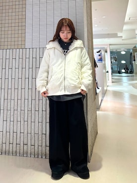 「アイテム（スラックス、ブラック系）」を使った、fokanon0622さん（レディース・157cm）の秋コーディネート